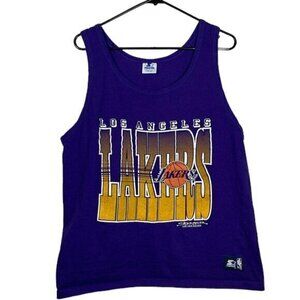 Vintage Starter 1990 Los Angeles Lakers Purple Tank Top Size Large GUC #5989